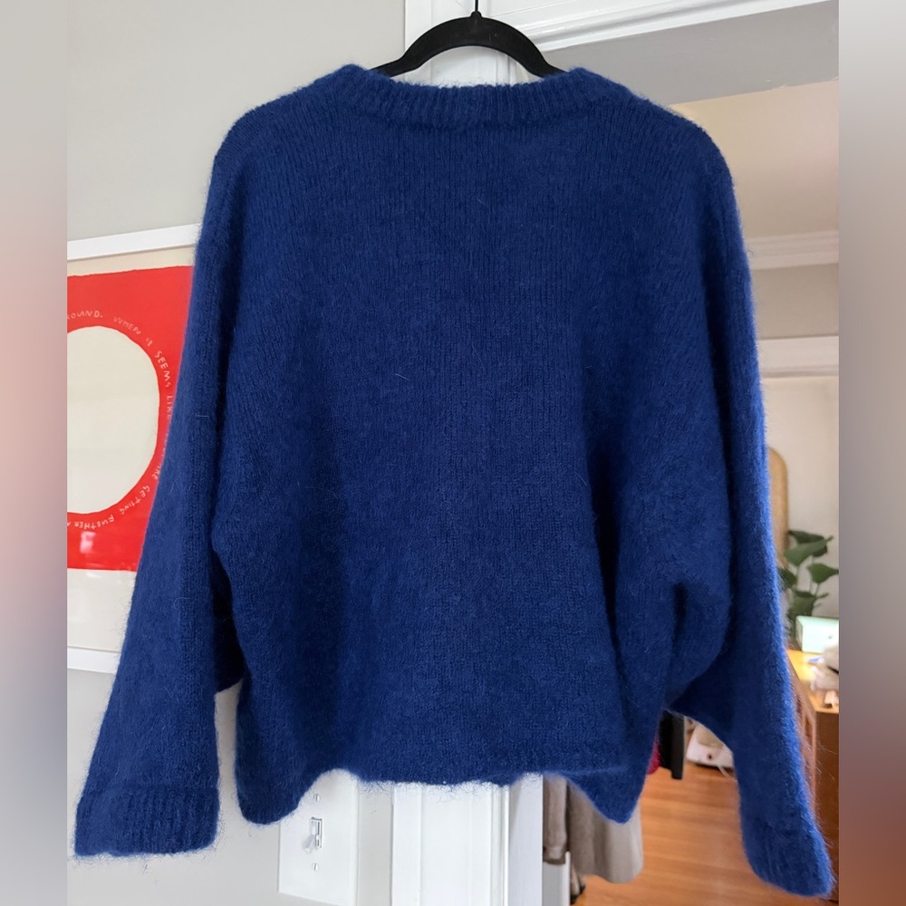 American Vintage Official Blue Mohair V-neck Cropped Cardigan - Picture 7 of 7